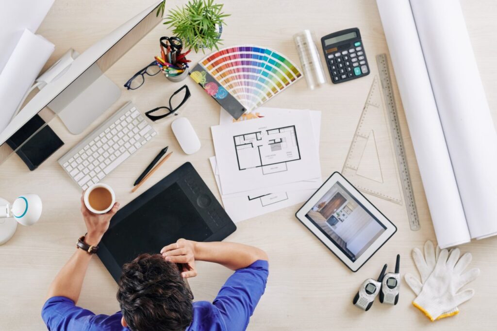 interior designer calling on phone